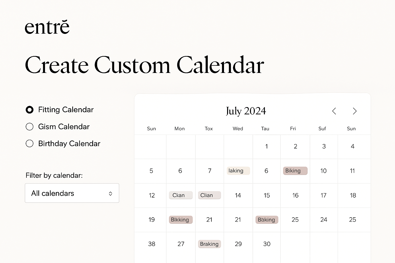 Custom Calendar Interface